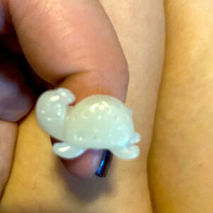 natural Hetian white jade adjustable turtle ring